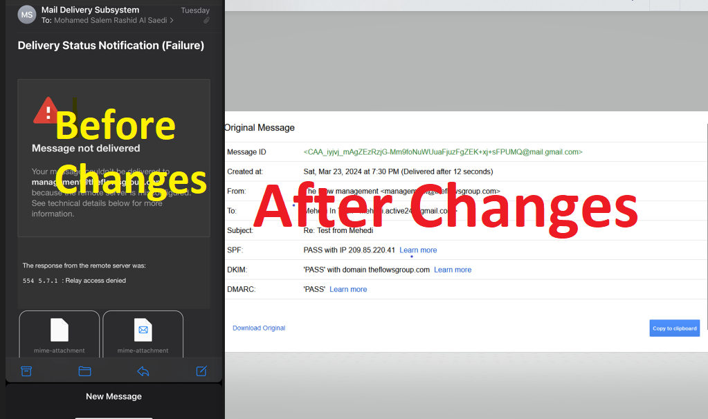 theflowsgroup.com relay fix - before and after