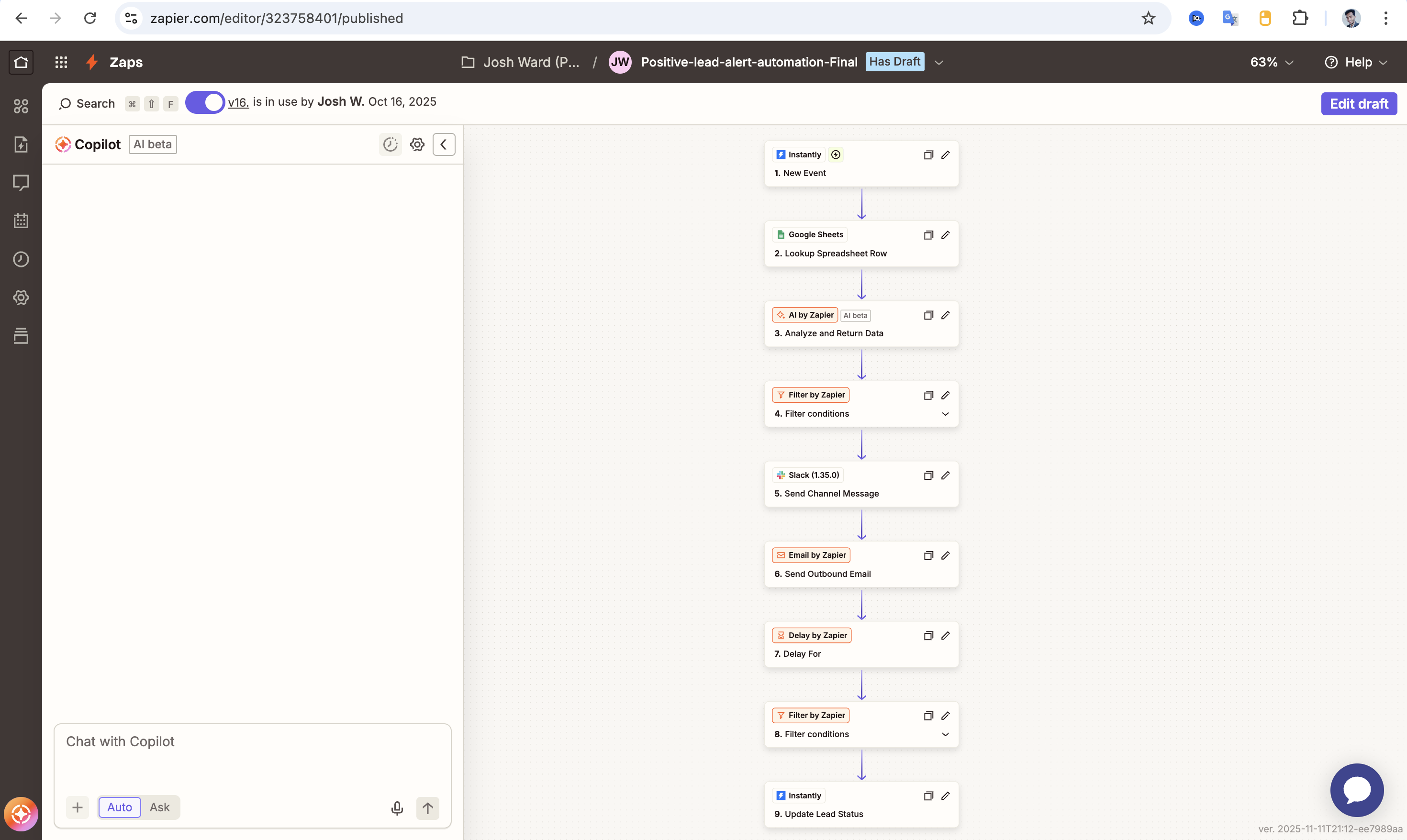 Zapier automation flow - positive lead alert pipeline